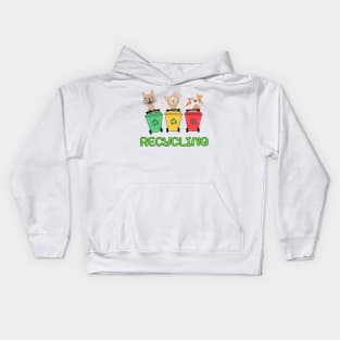 CUTE KITTIES RECYCLING GO GREEN Kids Hoodie